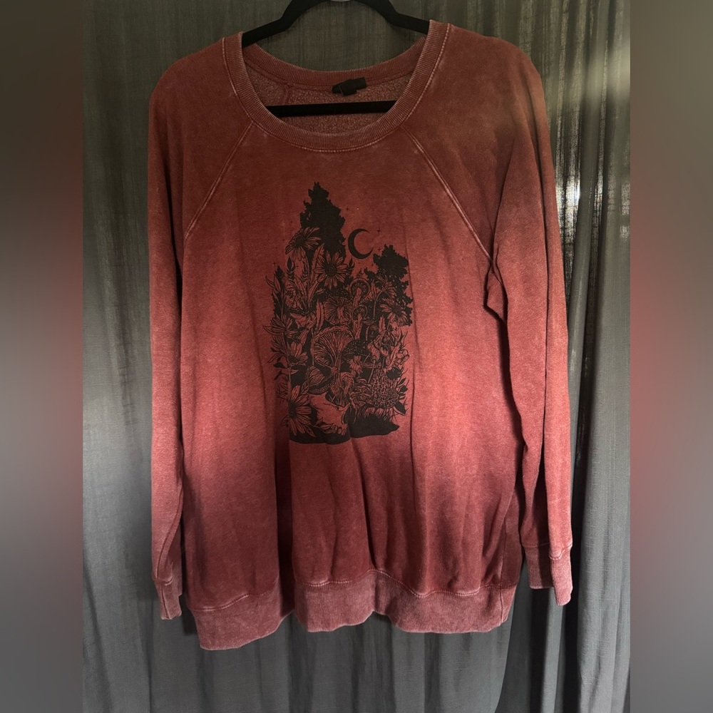 Torrid Maroon oversized Graphic Crew Neck Sweater raglan sleeves